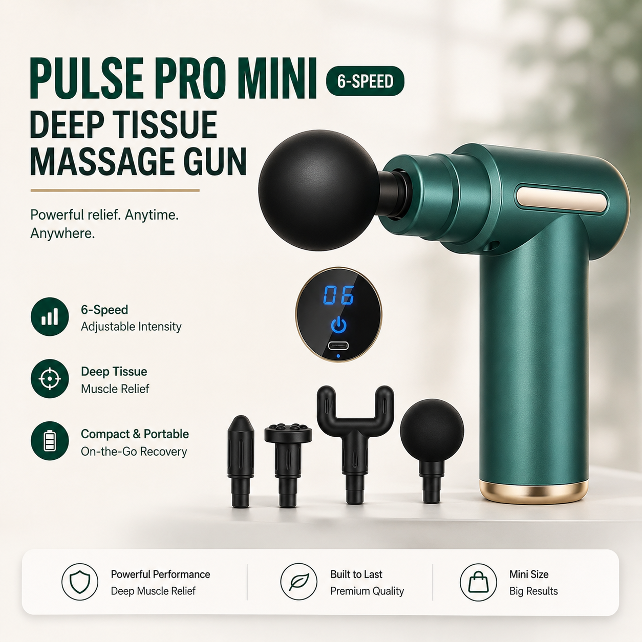 Pulse Pro Mini 6-Speed Deep Tissue Massage Gun
