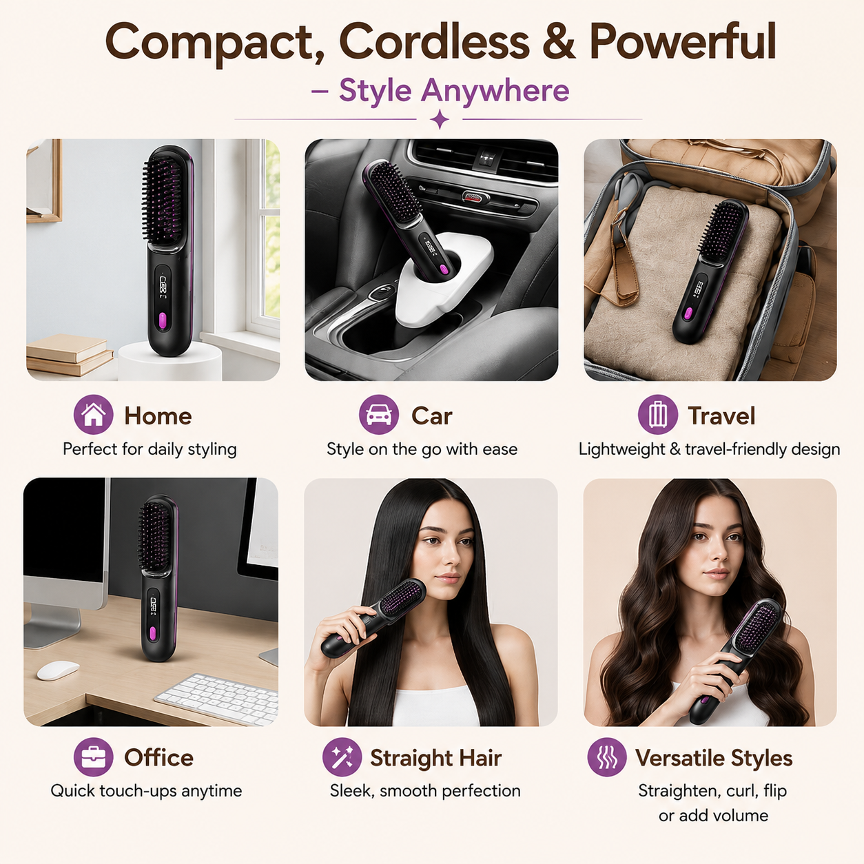 Silk Glow Cordless Hair Straightening Brush